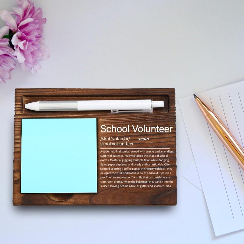 VYNWPDFLI School Volunteer Gift – Inspirational Faculty Appreciation, Thoughtful Desk Decor, Wooden Sticky Note Holder, LQQ74 - Image 4
